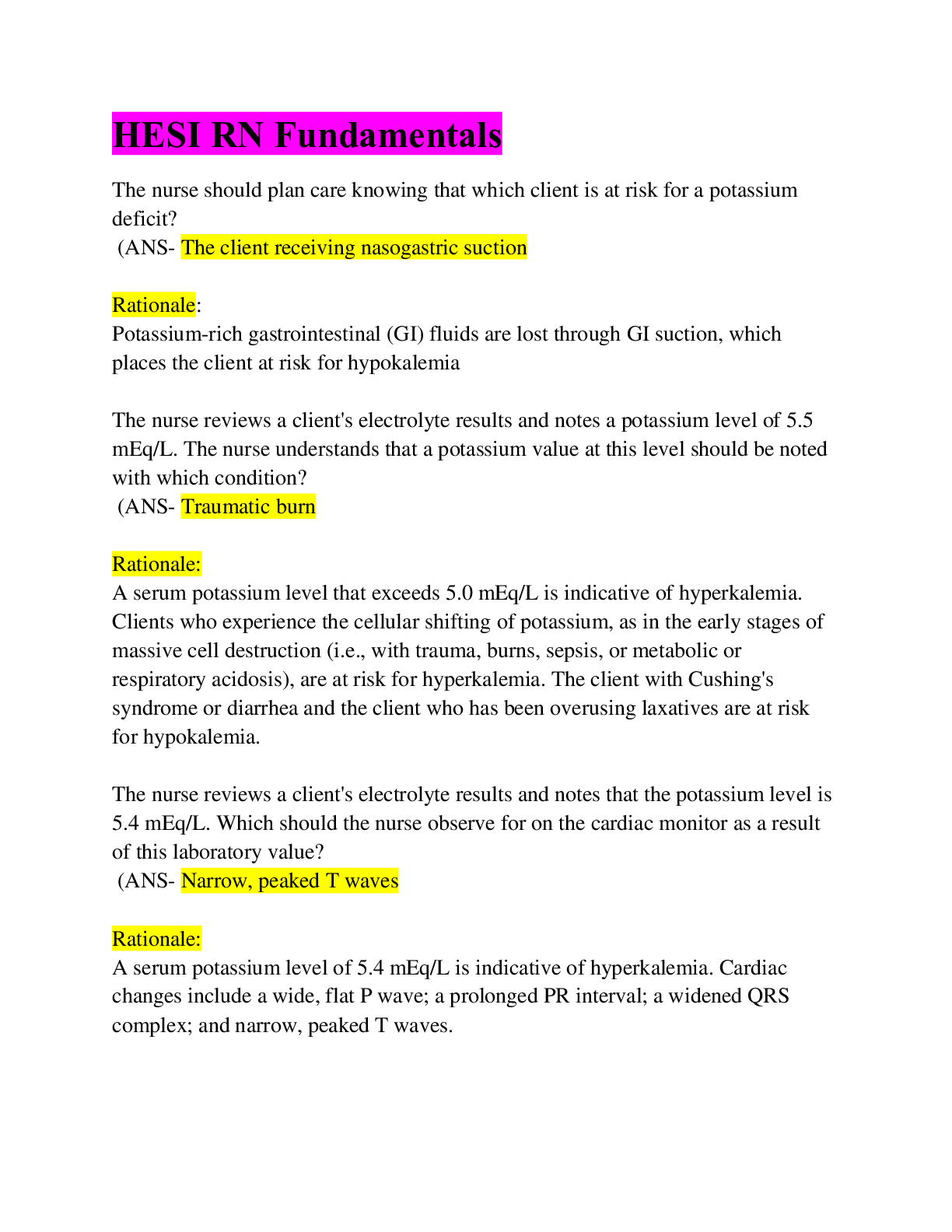 Preview image for HESI RN FUNDAMENTALS